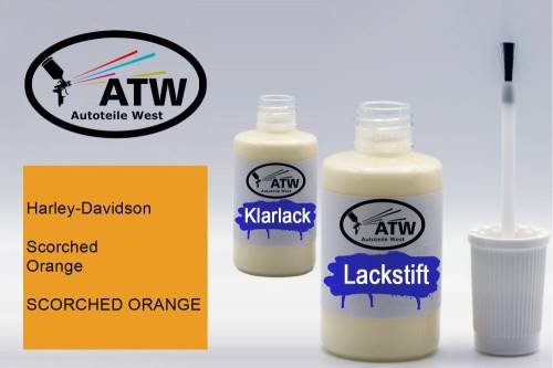 Harley-Davidson, Scorched Orange, SCORCHED ORANGE: 20ml Lackstift + 20ml Klarlack - Set, von ATW Autoteile West.